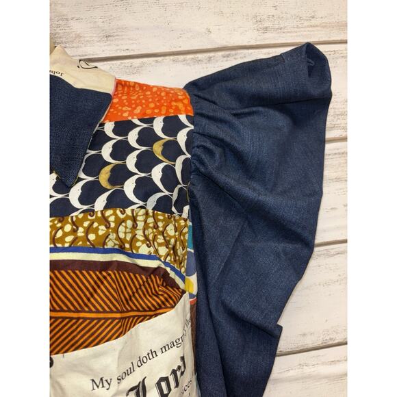 Artsy K. Small Collection Original Top/Blouse Patchwork Boho Zip Back Unique SEE - Picture 3 of 16